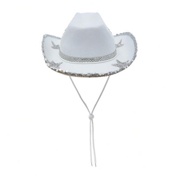 Women\'s Rhinestone Star Cowgirl Hat Wide Brim Diamond Glitter main image 4
